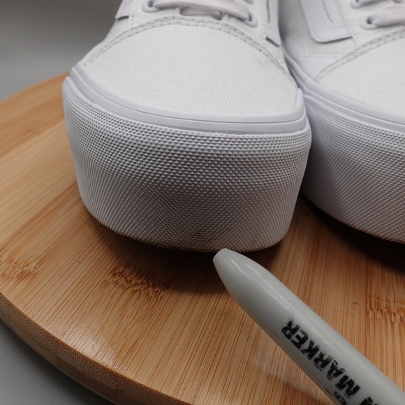Vans Shoes Women 6.5 White Old Skool Stacked Platform Sneakers Skate Road Flaw - Picture 4 of 11